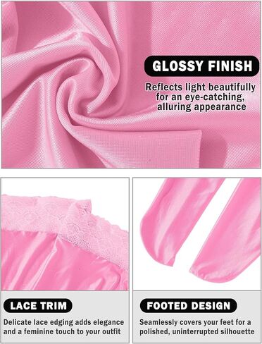 FEOYA Women's Opaque Oil Shiny Lace Top Thigh High Stocking Glossy Pantyhose Silk Tights Sockings for Party Club in Saudi Arabia