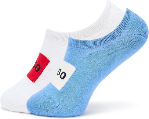 HUGO, 2-Pack Square Logo Low Cut Socks, White/Forever Blue, 3-9 in Saudi Arabia