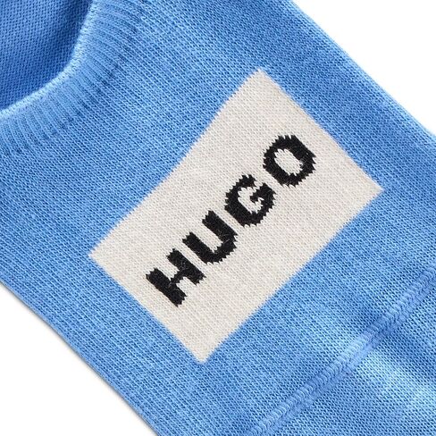 HUGO, 2-Pack Square Logo Low Cut Socks, White/Forever Blue, 3-9 in Saudi Arabia