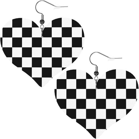 Heart Dangle Faux Leather Earrings For Women in Kuwait