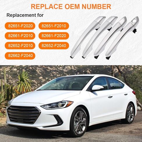 JDMON 4 قطع استبدال مقبض الباب الخارجي الأسود لشركة Hyundai Elantra 2017-2020 الأمامي والخلفي الأيسر للسائق الجانب الأيمن للراكب الخارجي مجموعة مقبض الباب الخارجي لـ 82651-F2020 82651-F2010 in Saudi Arabia