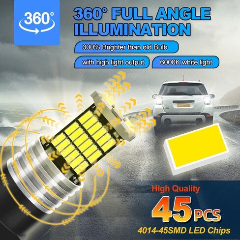 مصابيح إشارة الانعطاف مناسبة خصيصًا لسيارة Ford F150 F250 F350 2000-2014 ضوء إشارة الانعطاف الأمامي/الخلفي 6000K أبيض بارد، لمبة OEM فائقة السطوع، إضاءة 360 درجة قطعتان in Kuwait