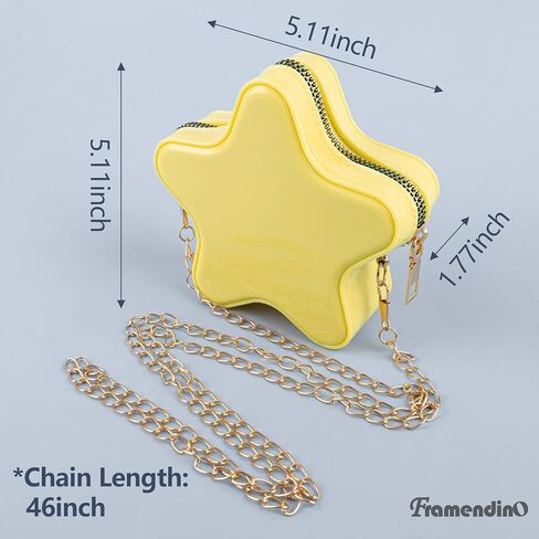 Framendino, Yellow Mini Star Purse Small Shoulder Bag Messenger Handbag Cute Star-Shaped Cross Body Bags for Women in Saudi Arabia