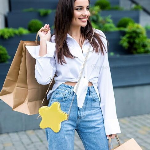 Framendino, Yellow Mini Star Purse Small Shoulder Bag Messenger Handbag Cute Star-Shaped Cross Body Bags for Women in Saudi Arabia