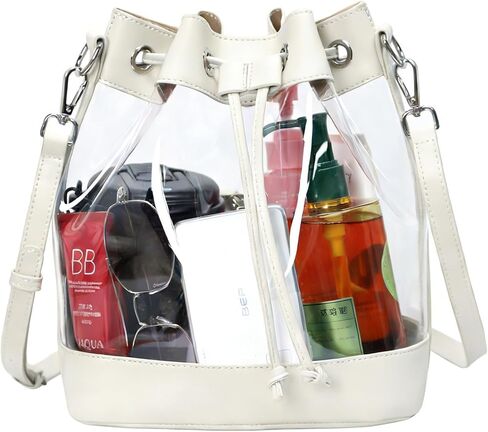 Clear Bag for Stadium Approved, Clear Crossbody Bucket Bag Transparent PVC Purse for Women, Concert Stadium Events in Saudi Arabia