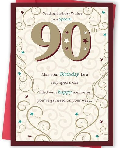 Happy 90th Birthday Card Gifts for Women Men, Unique Bday Greeting Gifts for 90 Year Old Woman Man, Funny 90th Birthday Decoration for Grandpa Grandma Dad Mom in Kuwait