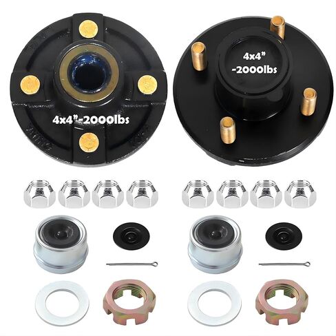 2 Set 2000 lbs Trailer Axle Spindle Kit Round BT8 Spindlewith4-Lug 4" Hub, Trailer Axle Kit for 2000 lb 4Lug TrailerHub Fits 1" Spindle, Fits Boat, Utility & Cargo Trailers in Kuwait