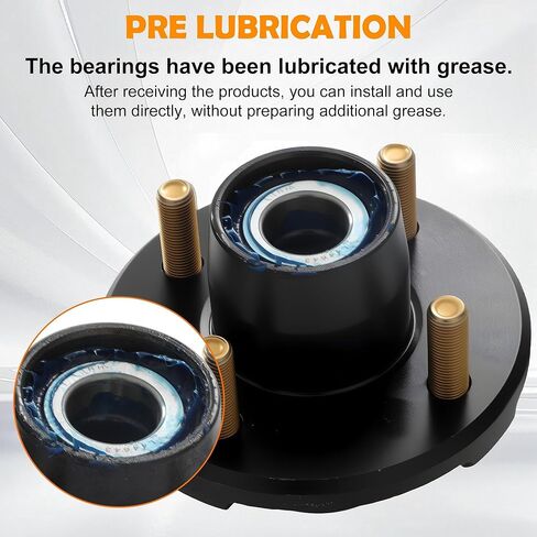 2 Set 2000 lbs Trailer Axle Spindle Kit Round BT8 Spindlewith4-Lug 4" Hub, Trailer Axle Kit for 2000 lb 4Lug TrailerHub Fits 1" Spindle, Fits Boat, Utility & Cargo Trailers in Kuwait