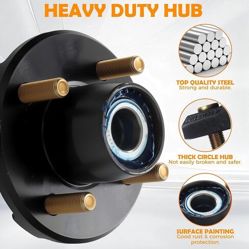 2 Set 2000 lbs Trailer Axle Spindle Kit Round BT8 Spindlewith4-Lug 4" Hub, Trailer Axle Kit for 2000 lb 4Lug TrailerHub Fits 1" Spindle, Fits Boat, Utility & Cargo Trailers in Kuwait