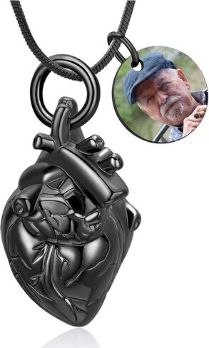 zeqingjw Anatomical Heart Memorial Urn Necklace for Ashes Holder Stainlesss Steel 3D Heart Cremation Jewelry Funeral Keepsake Pendant of Loved Ones in Saudi Arabia