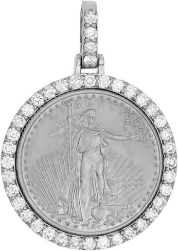 DINESH STORES 1.00 Carat Round Cut Lab-Created Diamond Lady Liberty Coin Pendant Necklace, 14K Yellow Gold Finish 925 Sterling Silver, 24 Inch Chain in Saudi Arabia