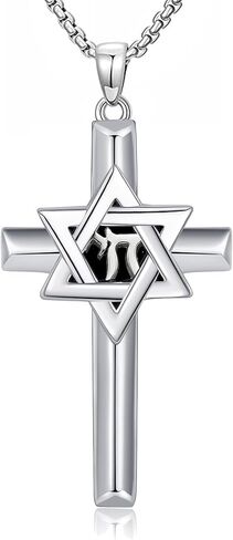 Star of David Necklace Star of David with Cross Necklace Jewish Religious Jewelry Gifts for Women Men in Saudi Arabia
