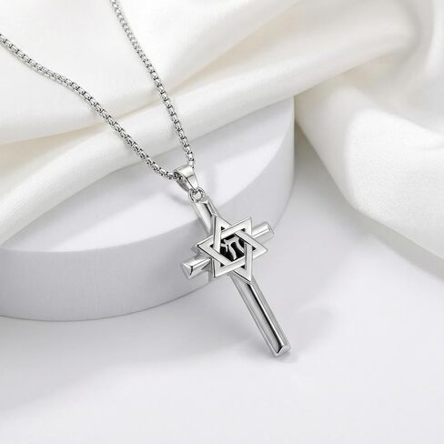 Star of David Necklace Star of David with Cross Necklace Jewish Religious Jewelry Gifts for Women Men in Saudi Arabia