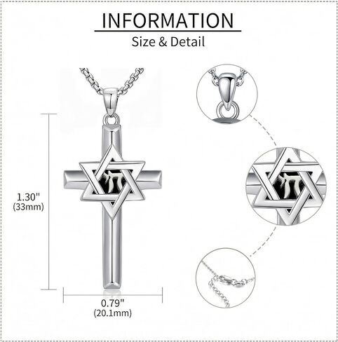Star of David Necklace Star of David with Cross Necklace Jewish Religious Jewelry Gifts for Women Men in Saudi Arabia