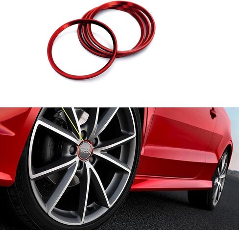 4 قطع من خليط معدني لعجلة السيارة وحلقات مركزية مناسبة لسيارات Audi A3 A4 A5 Q3 Q5 Q7 TT Quattro، BMW X1 X3 X5 1 3 5 6 7 Series (أحمر) in Kuwait