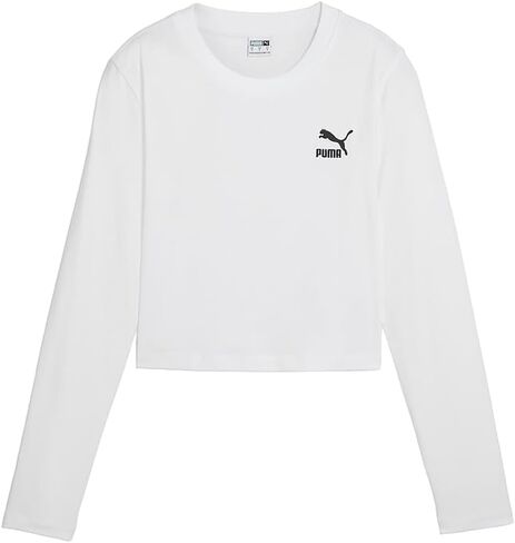 PUMA Womens Classics Baby Crew Neck Long Sleeve Casual Tops Casual - White in Saudi Arabia