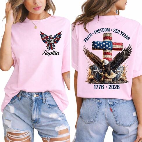 Personalized 250 Years Anniversary Shirt, Custom USA 1776-2026 Patriotic Shirt for Men Women, USA in Kuwait