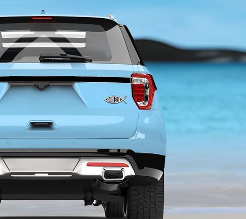 Bible Verse John 3:16 Christian Fish Plastic Chrome Color Emblem for Cars, Trucks, and All Auto | Universal Fit at 1.4" x 4.0" | Weatherproof in Kuwait