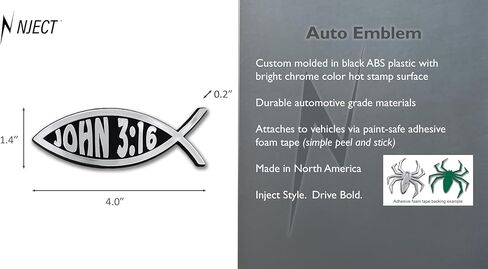 Bible Verse John 3:16 Christian Fish Plastic Chrome Color Emblem for Cars, Trucks, and All Auto | Universal Fit at 1.4" x 4.0" | Weatherproof in Kuwait