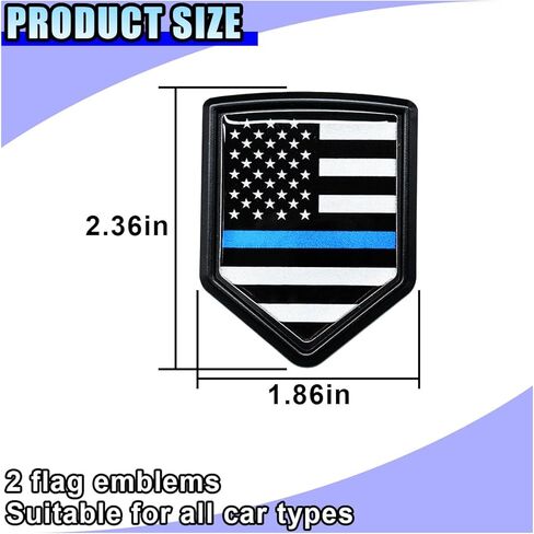 2PCS US American Flag Emblem Sticker Car Decal – 3D Metal USA Flag Chrome Shield Car Emblem Badge Decal – Universal Patriotic Vehicle Bumper Decoration for Trucks, SUVs, Cars, Motorcycles (Black/Blue) in Saudi Arabia