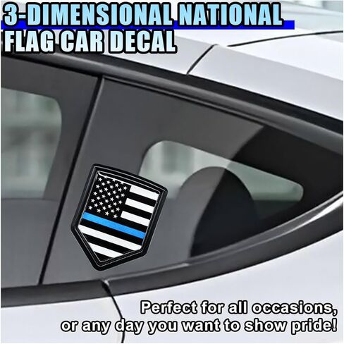2PCS US American Flag Emblem Sticker Car Decal – 3D Metal USA Flag Chrome Shield Car Emblem Badge Decal – Universal Patriotic Vehicle Bumper Decoration for Trucks, SUVs, Cars, Motorcycles (Black/Blue) in Saudi Arabia