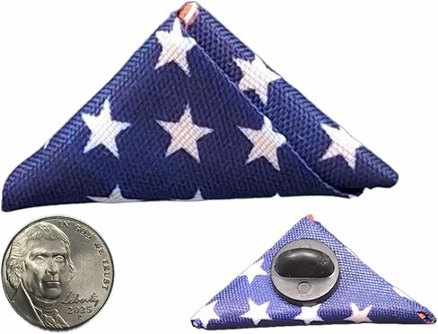 The Folded Standard Folded American Flag Memorial Veteran Lapel Pin on Wooden Backer - Patriotic Pins for Clothing, Hats, Backpacks and Bags - Memorial Day Pins for Men and Women in Saudi Arabia