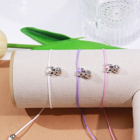 Easter Gifts for Girls Boys, 3 PCS Bunny Bracelets Friendship Pendant with Cards, Charm Jewelry for Kids Teens in Saudi Arabia