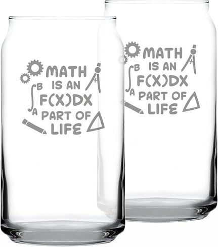 Math is an Integral Part of Life - Beer Can Pint Glass - Funny Math Nerd or Teacher Gifts for Women & Men - 16 oz in Saudi Arabia