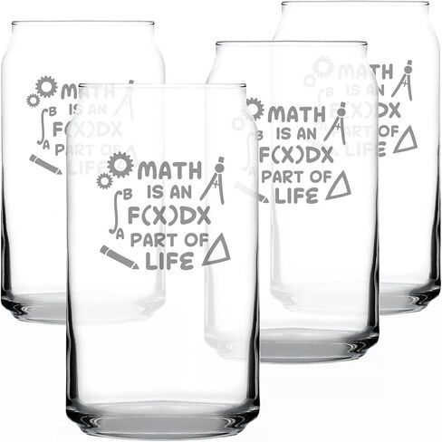 Math is an Integral Part of Life - Beer Can Pint Glass - Funny Math Nerd or Teacher Gifts for Women & Men - 16 oz in Saudi Arabia