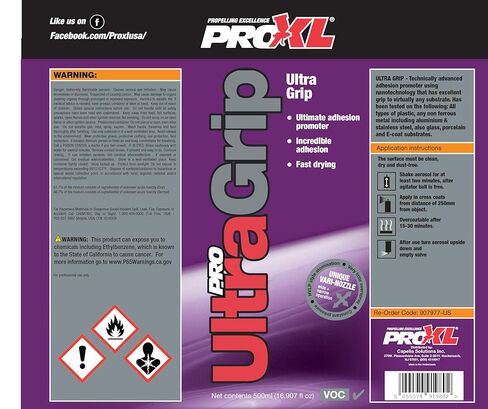 ProXL UltraGrip Adhesion Promoter Aerosol - 500 ml | Superior Adhesion on Difficult Surfaces | Fast Drying Formula | Ideal for Plastics, Alloys & Composites | Clear Finish | Easy Application in Kuwait
