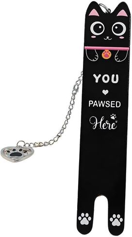 Black Cat Bookmark Stainless Steel Kitten Pet Book Marker for Women Cute Contrast Design Bookmark Bookish Gift Funny Animals Book Mark with Pendent for Cat Lovers Reading Women in Saudi Arabia
