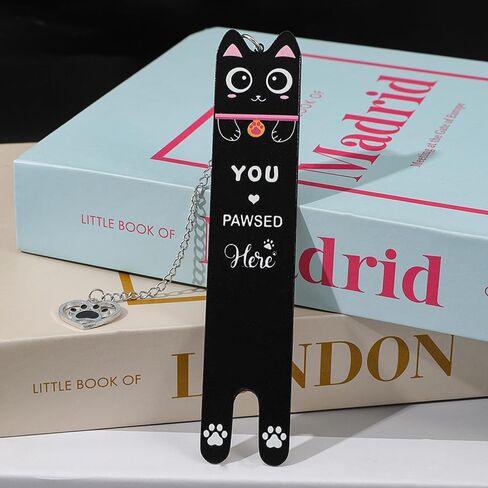 Black Cat Bookmark Stainless Steel Kitten Pet Book Marker for Women Cute Contrast Design Bookmark Bookish Gift Funny Animals Book Mark with Pendent for Cat Lovers Reading Women in Saudi Arabia