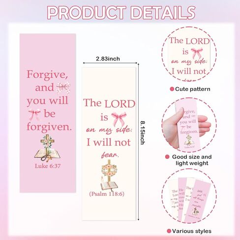 100 Pcs Christian Bookmarks, Religious Pink Bow Cross Flower Paper Bookmark Bulk for Women, Inspirational Bible Verse Book Mark Gift for Reading Lovers Church Accessories in Kuwait