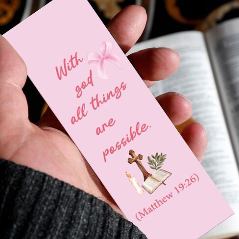 100 Pcs Christian Bookmarks, Religious Pink Bow Cross Flower Paper Bookmark Bulk for Women, Inspirational Bible Verse Book Mark Gift for Reading Lovers Church Accessories in Kuwait