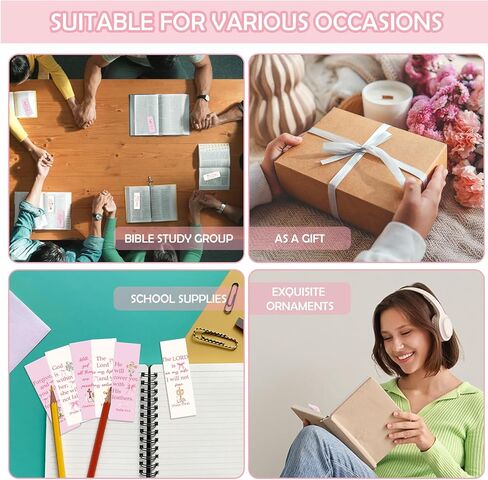 100 Pcs Christian Bookmarks, Religious Pink Bow Cross Flower Paper Bookmark Bulk for Women, Inspirational Bible Verse Book Mark Gift for Reading Lovers Church Accessories in Kuwait