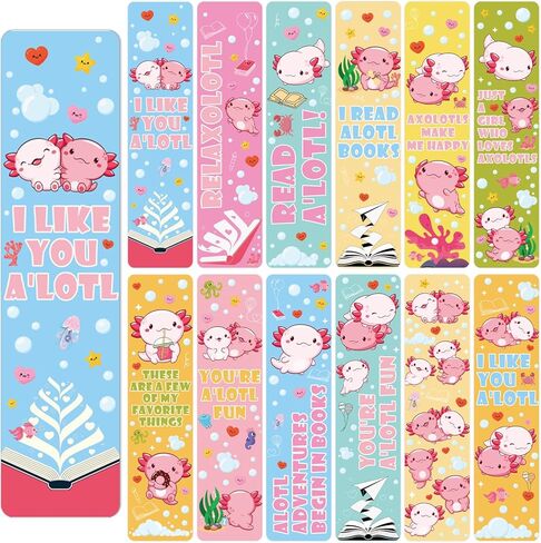 Cute Axolotl UV DTF Stickers - 24 Sheets Pink Mexican Salamander Rub on Transfer Sticker for Blank Bookmark, Waterproof UV DTF Cold Decals DIY Acrylic Bookmarks Craft Decorations for Women in Saudi Arabia