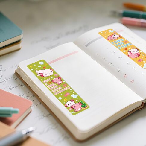 Cute Axolotl UV DTF Stickers - 24 Sheets Pink Mexican Salamander Rub on Transfer Sticker for Blank Bookmark, Waterproof UV DTF Cold Decals DIY Acrylic Bookmarks Craft Decorations for Women in Saudi Arabia