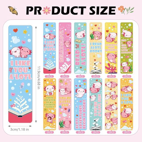 Cute Axolotl UV DTF Stickers - 24 Sheets Pink Mexican Salamander Rub on Transfer Sticker for Blank Bookmark, Waterproof UV DTF Cold Decals DIY Acrylic Bookmarks Craft Decorations for Women in Saudi Arabia