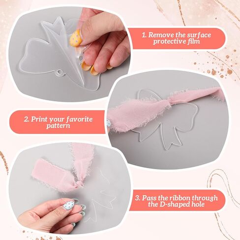 Yeaqee 50 Pcs Bow Acrylic Blanks Clear Keychains with 1 Rolls Ribbon DIY Laser Engraving Bookmarks Blanks Tags for Craft Reading Lovers Gift Keychain Luggage Handbag Travel Suitcase Tags in Saudi Arabia