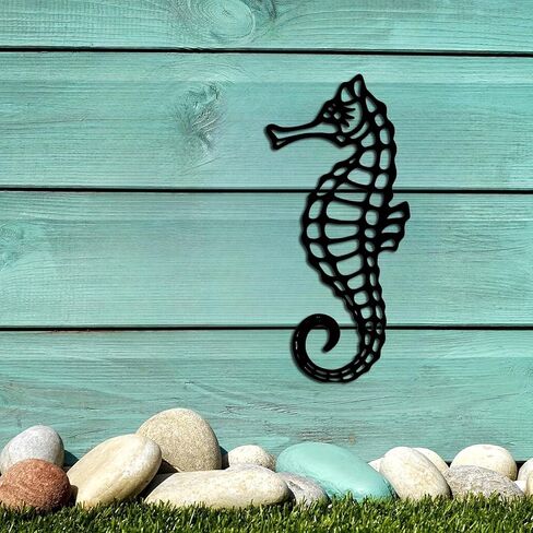 VALINSKY Metal Seahorse Coastal Wall Decor,Black Metal Ocean Beach Wall Art Hanging for Home Living Room Bedroom in Kuwait