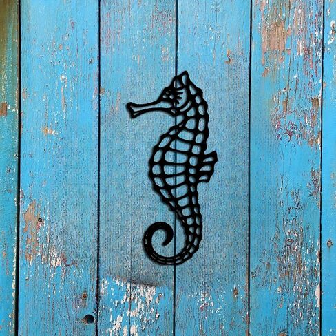 VALINSKY Metal Seahorse Coastal Wall Decor,Black Metal Ocean Beach Wall Art Hanging for Home Living Room Bedroom in Kuwait