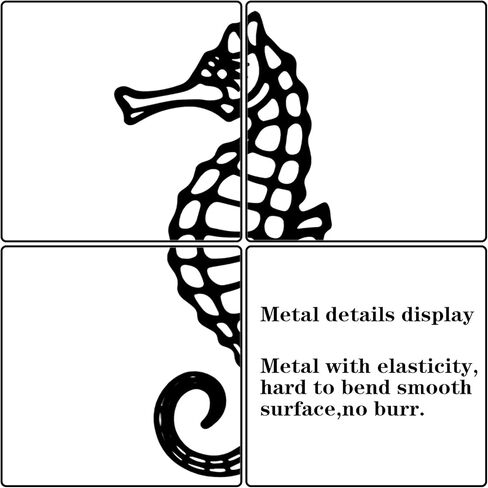VALINSKY Metal Seahorse Coastal Wall Decor,Black Metal Ocean Beach Wall Art Hanging for Home Living Room Bedroom in Kuwait