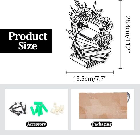 NBEADS Reading Metal Wall Decor, 7.7x11.2inch Iron Book Wall Art Decor Flower Wall Decor Sign Metal Wall Sculptures for Home Bedroom Living Room Office Hotel Wall Decoration, Matte Black in Saudi Arabia