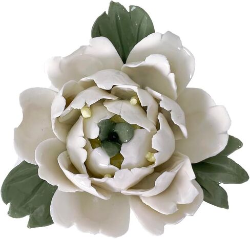 3.54" Ceramic Peony Wall Art, 3D Artificial Flower Wall Decor, Handmade Wall Hanging Sculpture, Porcelain Flower Wall Art for Living Room, Bedroom, Bathroom, Home Office (White) in Kuwait