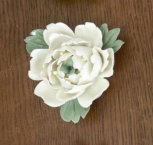 3.54" Ceramic Peony Wall Art, 3D Artificial Flower Wall Decor, Handmade Wall Hanging Sculpture, Porcelain Flower Wall Art for Living Room, Bedroom, Bathroom, Home Office (White) in Kuwait
