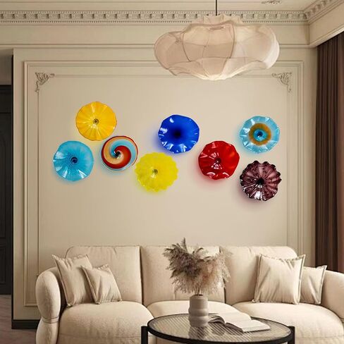 Art Glass Wall Decor Plate, Unique Hand-Blown Glass Wall Plates, Murano Glass Decorative Plate for Kitchen, Staircase, Hallway, Living Room, Dining Table in Saudi Arabia