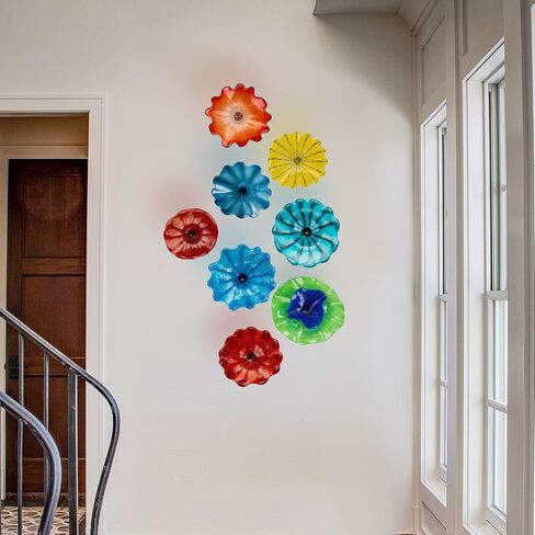 Art Glass Wall Decor Plate, Unique Hand-Blown Glass Wall Plates, Murano Glass Decorative Plate for Kitchen, Staircase, Hallway, Living Room, Dining Table in Saudi Arabia