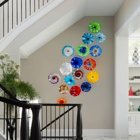 Art Glass Wall Decor Plate, Unique Hand-Blown Glass Wall Plates, Murano Glass Decorative Plate for Kitchen, Staircase, Hallway, Living Room, Dining Table in Saudi Arabia