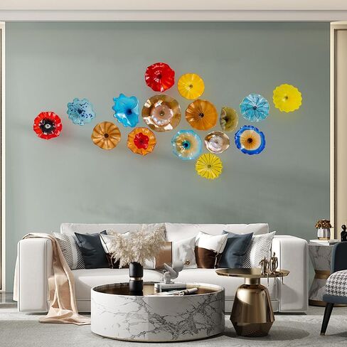Art Glass Wall Decor Plate, Unique Hand-Blown Glass Wall Plates, Murano Glass Decorative Plate for Kitchen, Staircase, Hallway, Living Room, Dining Table in Saudi Arabia