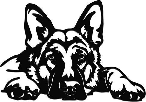 JEWLOVE لوحة فنية جدارية للراعي الألماني - ديكور جدار معدني للكلاب لمحبي الحيوانات الأليفة، الراعي الألماني الأسود مستلقيًا، ديكور منزلي ريفي لغرفة المعيشة، غرفة النوم، بيت الكلب، 14.3 بوصة × 10 بوصة in Kuwait